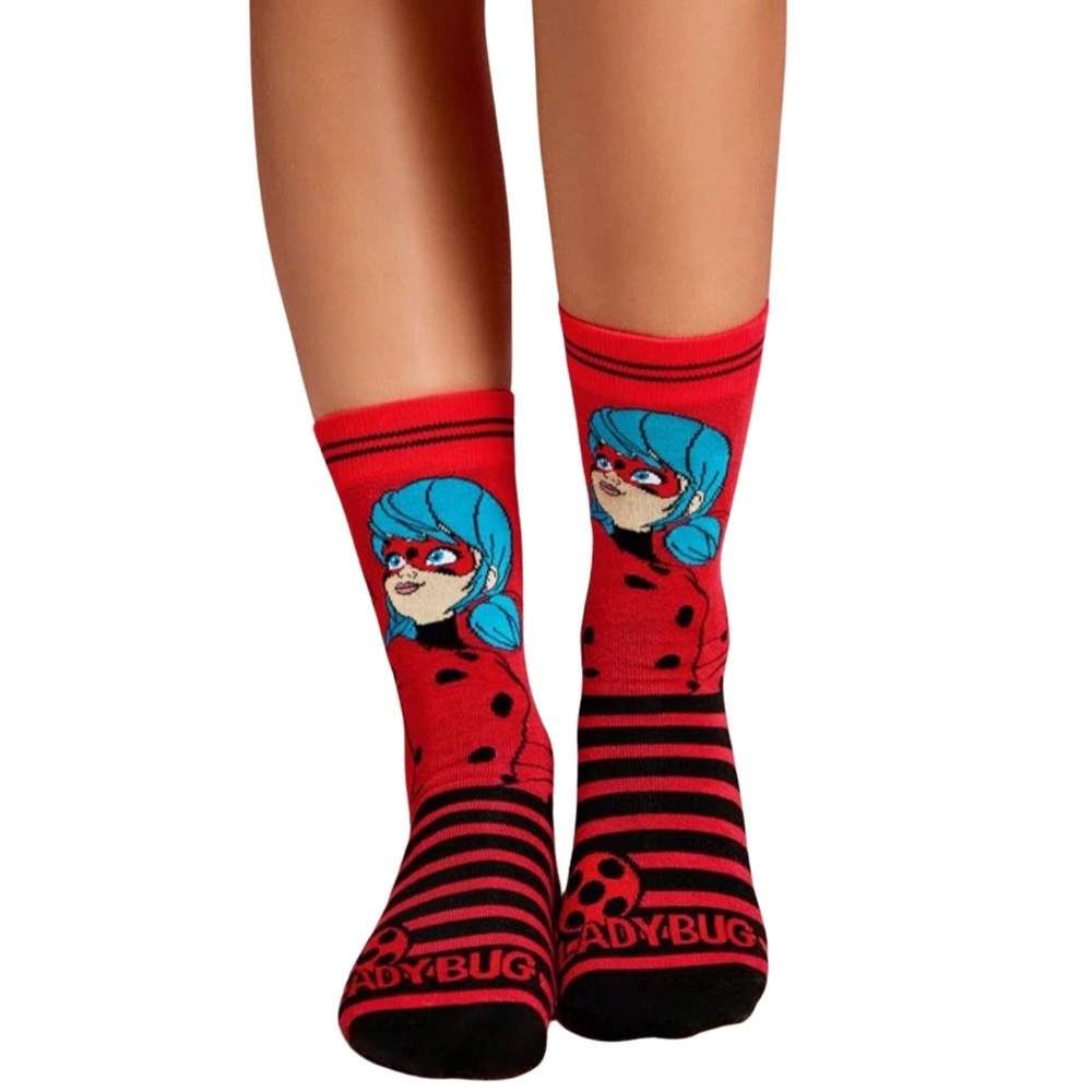 •Lady Miraculousl• Miraculous Ladybug Graphic Crew Socks Socks 3 for $21